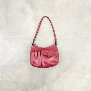 Burgundy Multi-Pocket Mini Shoulder Bag
